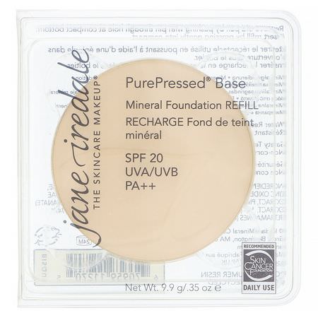 基礎, 臉部: Jane Iredale, PurePressed Base, Mineral Foundation Refill, SPF 20 PA++, Bisque, 0.35 oz (9.9 g)