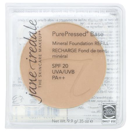 基礎, 臉部: Jane Iredale, PurePressed Base, Mineral Foundation Refill, SPF 20 PA++, Riviera, 0.35 oz (9.9 g)
