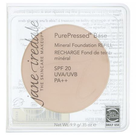 基礎, 臉部: Jane Iredale, PurePressed Base, Mineral Foundation Refill, SPF 20 PA++, Satin, 0.35 oz (9.9 g)
