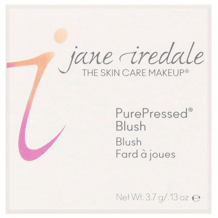 臉紅, 臉部: Jane Iredale, PurePressed Blush, Barely Rose, 0.13 oz (3.7 g)