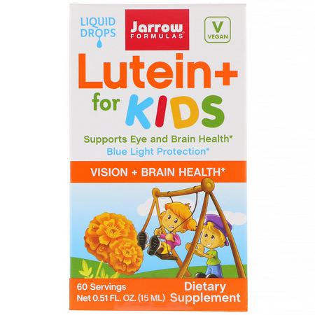 玉米黃質, 葉黃素: Jarrow Formulas, Lutein+ for Kids, 0.51 fl oz (15 ml)