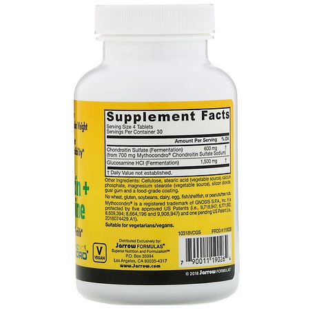 葡萄糖胺軟骨素, 關節: Jarrow Formulas, Vegan Chondroitin + Glucosamine, 120 Tablets