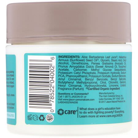 蘆薈護膚, 皮膚護理: Jason Natural, Aloe Vera 84% Moisturizing Creme, Soothing, 4 oz (113 g)