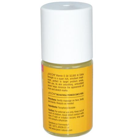 維生素E油, 按摩油: Jason Natural, Extra Strength, Vitamin E Skin Oil, 32,000 I.U, 1 fl oz (30 ml)