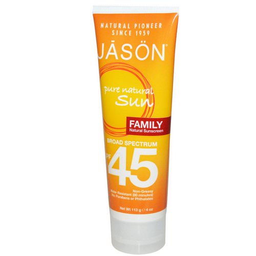 Jason Natural, Family, Natural Sunscreen, SPF 45, 4 oz (113 g) Review