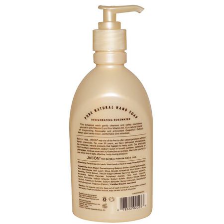 洗手液, 淋浴: Jason Natural, Hand Soap, Invigorating Rosewater, 16 fl oz (473 ml)