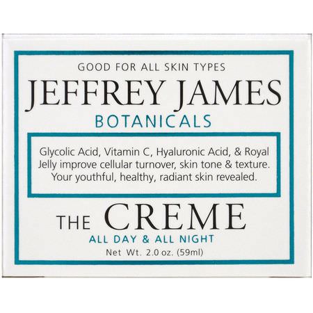 維生素C, 面霜: Jeffrey James Botanicals, The Creme, All Day & All Night, 2.0 oz (59 ml)