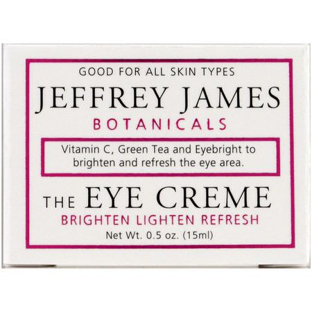 維生素C, 眼霜: Jeffrey James Botanicals, The Eye Cream, Brighten Lighten Refresh, 0.5 oz (15 ml)