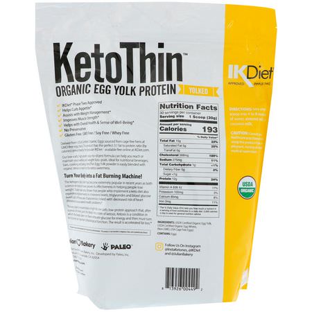 蛋蛋白, 動物蛋白: Julian Bakery, Keto Thin, Organic Egg Yolk Protein, Yolked, 2 lbs (907 g)