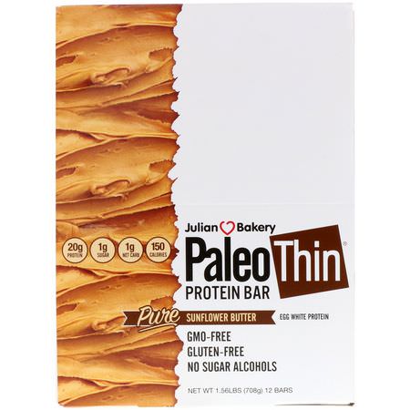 : Julian Bakery, Paleo Protein Bar, Pure Sunflower Butter, 12 Bars, 2.05 oz (58.3 g) Each