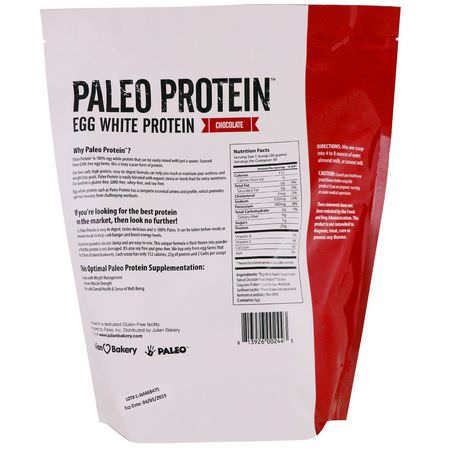 蛋蛋白, 動物蛋白: Julian Bakery, Paleo Protein, Egg White Protein, Chocolate, 2 lbs (907 g)