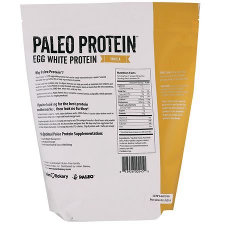 蛋蛋白, 動物蛋白: Julian Bakery, Paleo Protein, Egg White Protein, Vanilla, 2 lbs (907 g)