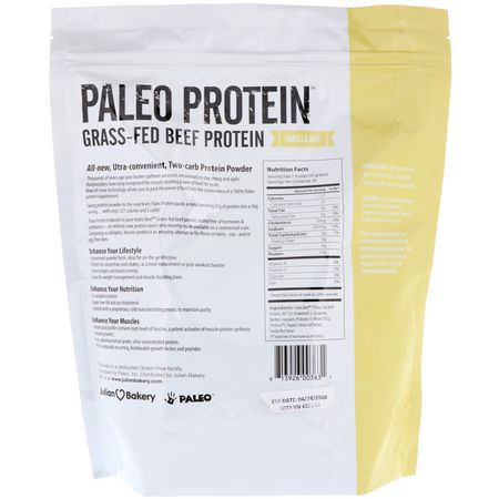 牛肉蛋白, 動物蛋白: Julian Bakery, Paleo Protein, Grass-Fed Beef Protein, Vanilla Nut, 2 lbs (907 g)
