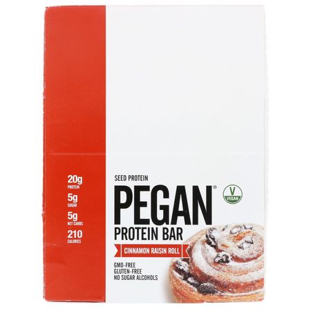 : Julian Bakery, Pegan Protein Bar, Seed Protein, Cinnamon Raisin Roll, 12 Bars, 2.16 oz (61.5 g) Each