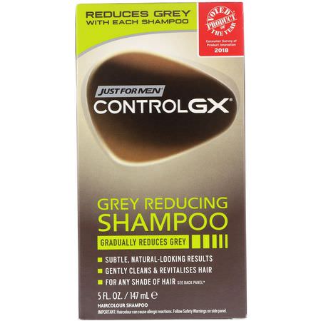 染髮劑, 護髮素: Just for Men, Control GX, Grey Reducing Shampoo, 5 fl oz (147 ml)