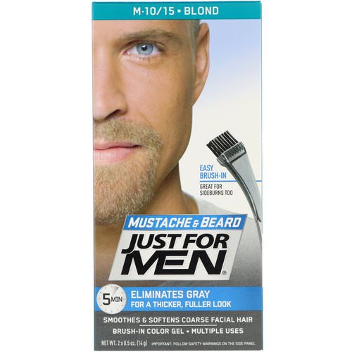 Just for Men, Mustache & Beard, Brush-In Color Gel, Blond M-10/15, 2 x 0.5 oz (14 g) Review