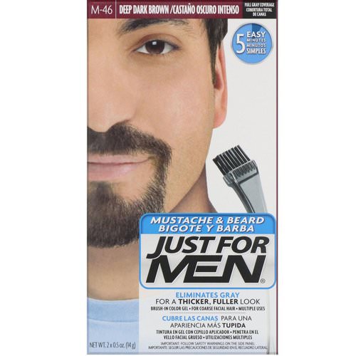 Just for Men, Mustache & Beard, Brush-In Color Gel, Deep Dark Brown M-46, 2 x 0.5 oz (14 g) Review