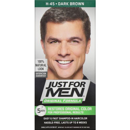 Just for Men, Original Formula Men's Hair Color, Dark Brown H-45, Single Application Kit Review