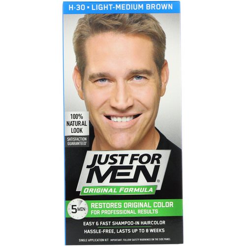 Just for Men, Original Formula Men's Hair Color, Light-Medium Brown H-30, Single Application Kit Review