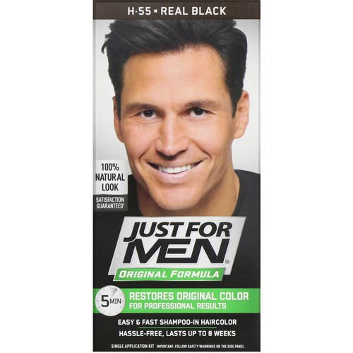 Just for Men, Original Formula Men's Hair Color, Real Black H-55, Single Application Kit Review