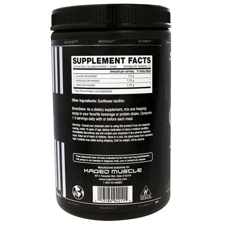 BCAA, 氨基酸: Kaged Muscle, BCAA 2:1:1, Unflavored, 14.1 oz (400 g)