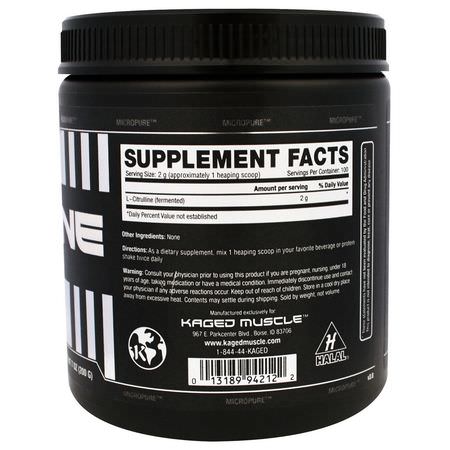 L-瓜氨酸, 氨基酸: Kaged Muscle, Citrulline, Unflavored, 7 oz (200 g)