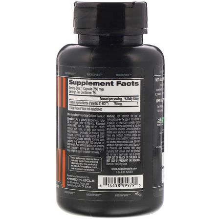 HCl肌酸, 肌酸: Kaged Muscle, Patented C-HCI, 75 Vegetarian Capsules