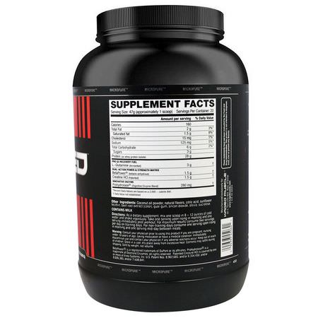 乳清蛋白, 運動營養: Kaged Muscle, Re-Kaged, Anabolic Protein Fuel, Strawberry Lemonade, 2.07 lbs (940 g)