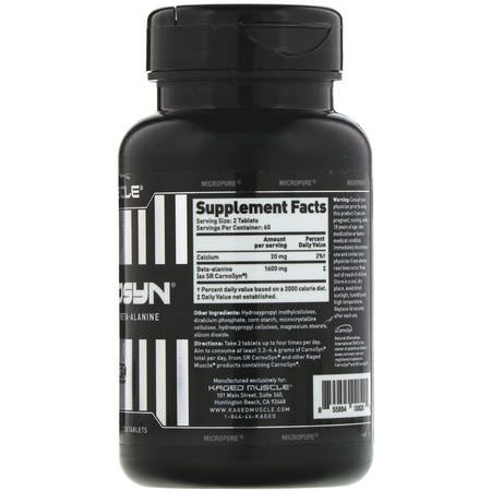 β丙氨酸, 氨基酸: Kaged Muscle, SR Carnosyn, 120 Tablets