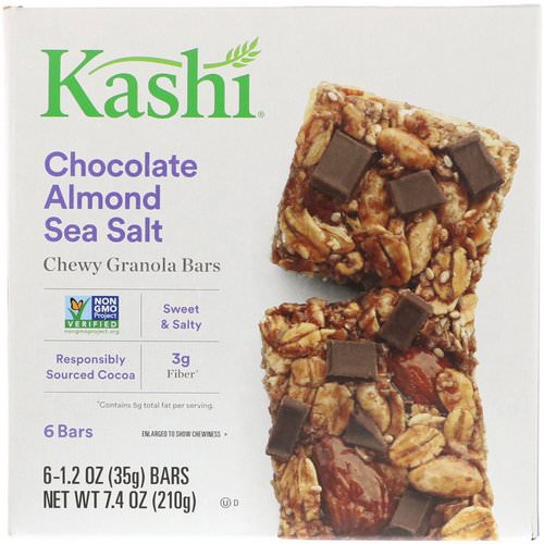 Kashi, Chewy Granola Bars, Chocolate Almond Sea Salt, 6 Bars, 1.2 oz (35 g) Each Review