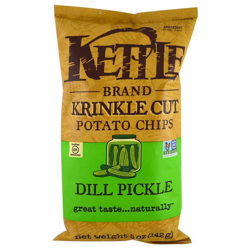 Kettle Foods, Krinkle Cut Potato Chips, Dill Pickle, 5 oz (142 g) Review