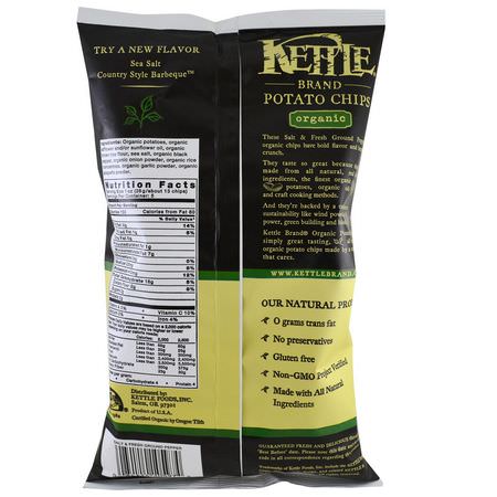 芯片, 小吃: Kettle Foods, Organic Potato Chips, Salt and Fresh Ground Pepper, 5 oz (142 g)