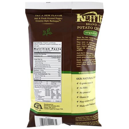 芯片, 小吃: Kettle Foods, Organic Potato Chips, Sea Salt, 5 oz (142 g)