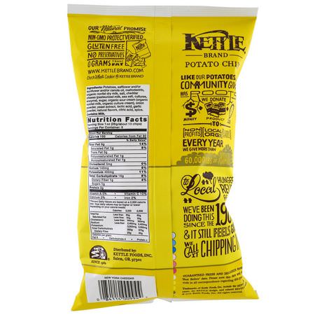 芯片, 小吃: Kettle Foods, Potato Chips, New York Cheddar, 5 oz (142 g)