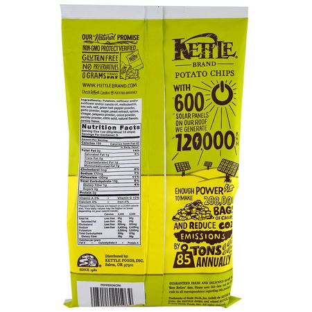 芯片, 小吃: Kettle Foods, Potato Chips, Pepperoncini, 5 oz (142 g)