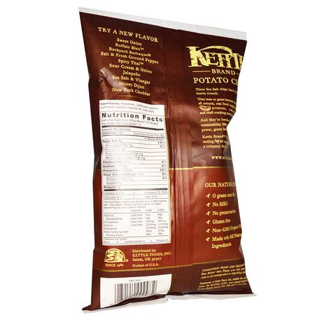芯片, 小吃: Kettle Foods, Potato Chips, Sea Salt, 5 oz (142 g)