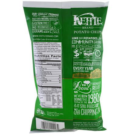 芯片, 小吃: Kettle Foods, Potato Chips, Sour Cream and Onion, 5 oz (142 g)