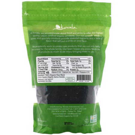 種子, 堅果: Kevala, Organic Black Cumin Seeds, Raw, 16 oz (454 g)