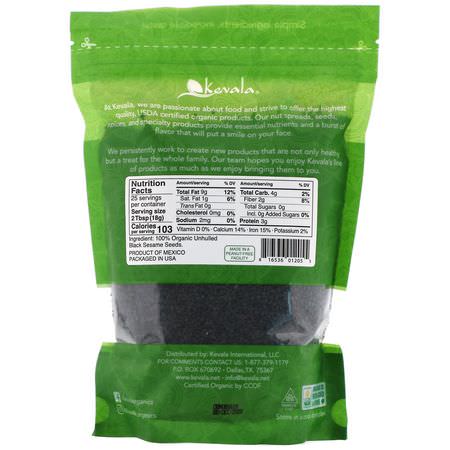 種子, 堅果: Kevala, Organic Black Sesame Seeds, Raw, Unhulled, 16 oz (454 g)