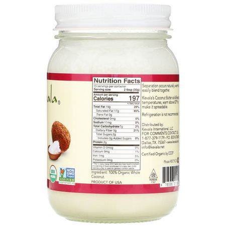 椰子醬, 果醬, 果醬: Kevala, Organic Coconut Butter, 16 oz (453 g)