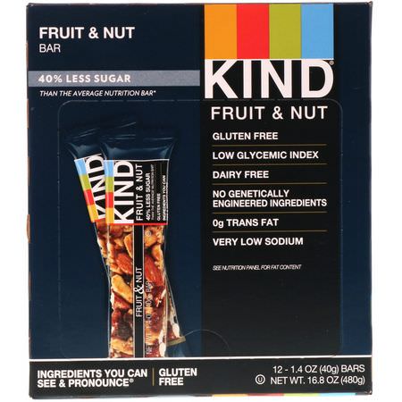 小吃店, 營養棒: KIND Bars, Fruit & Nut Bar, 12 Bars, 1.4 oz (40 g) Each