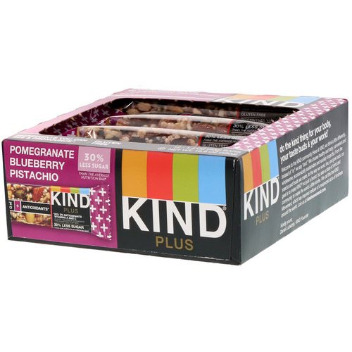 KIND Bars, Kind Plus, Pomegranate Blueberry Pistachio + Antioxidants, 12 Bars, 1.4 oz (40 g) Each Review