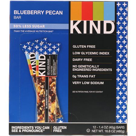 小吃店, 營養棒: KIND Bars, Kind Plus, Blueberry Pecan, 12 Bars, 1.4 oz (40 g) Each