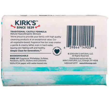 Kirks Castile Soap - 卡斯提爾香皂, 皂條, 淋浴, 沐浴