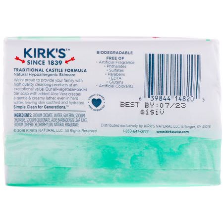 Kirks Castile Soap - 卡斯蒂爾香皂, 肥皂棒, 淋浴, 浴缸