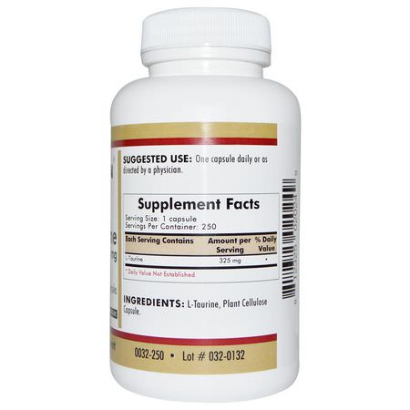L-牛磺酸, 氨基酸: Kirkman Labs, L-Taurine, 325 mg, 250 Capsules