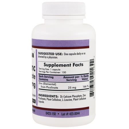流感, 咳嗽: Kirkman Labs, Zinc Picolinate, 25 mg, 150 Capsules