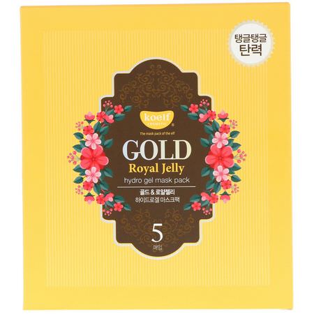 保濕面膜, K美容面膜: Koelf, Gold Royal Jelly Hydro Gel Mask Pack, 5 Masks, 30 g Each
