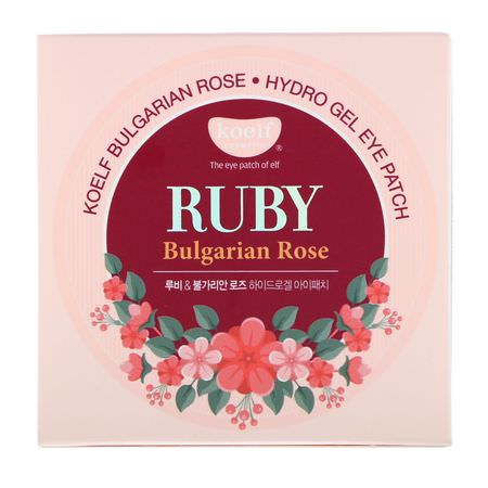 K美容面膜, 果皮: Koelf, Ruby Bulgarian Rose Hydro Gel Eye Patch, 60 Patches