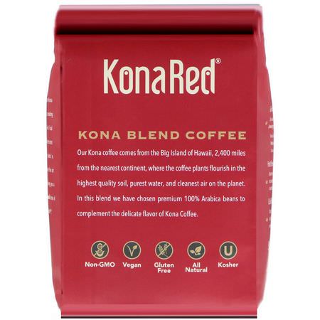 深色烘焙咖啡: KonaRed, Kona Blend Coffee, Dark Roast, Ground, 12 oz (340 g)